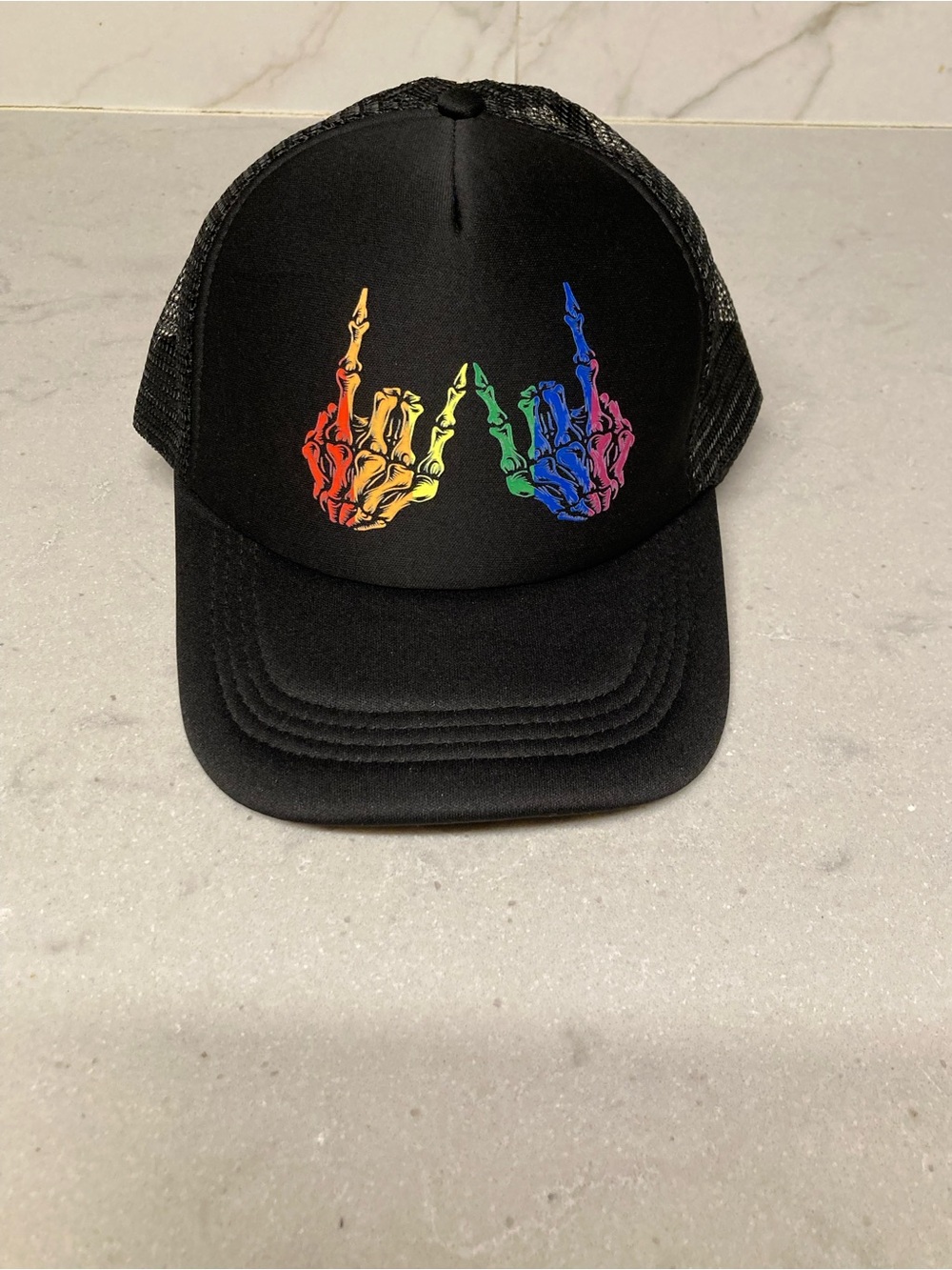 Skeleton Rock Hand Cool Ally Print Baseball Cap